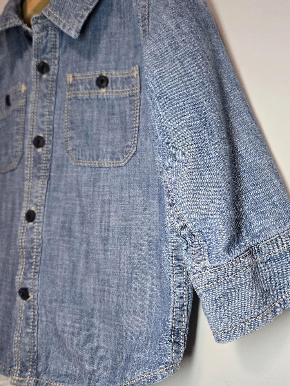 Kids Blue Denim Button-Up Shirt Jacket Fully Lined Soft Cotton.